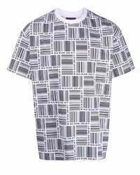 weißes und schwarzes bedrucktes T-Shirt mit einem Rundhalsausschnitt von VTMNTS