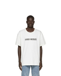 weißes und schwarzes bedrucktes T-Shirt mit einem Rundhalsausschnitt von Vyner Articles