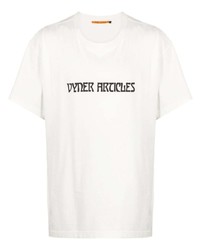 weißes und schwarzes bedrucktes T-Shirt mit einem Rundhalsausschnitt von Vyner Articles
