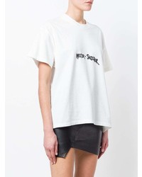 weißes und schwarzes bedrucktes T-Shirt mit einem Rundhalsausschnitt von IRO