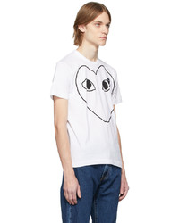 weißes und schwarzes bedrucktes T-Shirt mit einem Rundhalsausschnitt von Comme Des Garcons Play