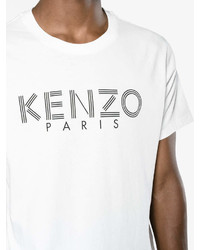 weißes und schwarzes bedrucktes T-Shirt mit einem Rundhalsausschnitt von Kenzo