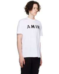 weißes und schwarzes bedrucktes T-Shirt mit einem Rundhalsausschnitt von Amiri