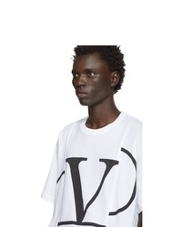 weißes und schwarzes bedrucktes T-Shirt mit einem Rundhalsausschnitt von Valentino