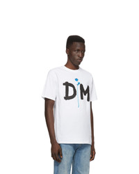 weißes und schwarzes bedrucktes T-Shirt mit einem Rundhalsausschnitt von Noah NYC