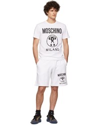 weißes und schwarzes bedrucktes T-Shirt mit einem Rundhalsausschnitt von Moschino