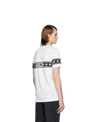 weißes und schwarzes bedrucktes T-Shirt mit einem Rundhalsausschnitt von Dolce and Gabbana