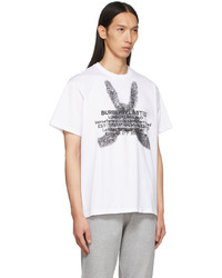 weißes und schwarzes bedrucktes T-Shirt mit einem Rundhalsausschnitt von Burberry