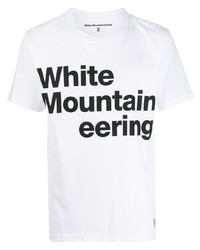 weißes und schwarzes bedrucktes T-Shirt mit einem Rundhalsausschnitt von White Mountaineering