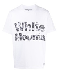 weißes und schwarzes bedrucktes T-Shirt mit einem Rundhalsausschnitt von White Mountaineering