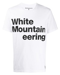 weißes und schwarzes bedrucktes T-Shirt mit einem Rundhalsausschnitt von White Mountaineering