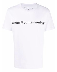 weißes und schwarzes bedrucktes T-Shirt mit einem Rundhalsausschnitt von White Mountaineering