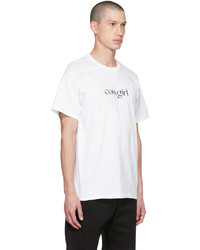 weißes und schwarzes bedrucktes T-Shirt mit einem Rundhalsausschnitt von Cowgirl Blue Co