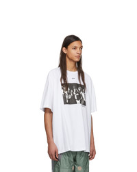 weißes und schwarzes bedrucktes T-Shirt mit einem Rundhalsausschnitt von Off-White