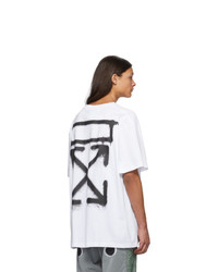 weißes und schwarzes bedrucktes T-Shirt mit einem Rundhalsausschnitt von Off-White