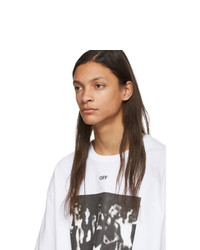 weißes und schwarzes bedrucktes T-Shirt mit einem Rundhalsausschnitt von Off-White