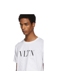 weißes und schwarzes bedrucktes T-Shirt mit einem Rundhalsausschnitt von Valentino