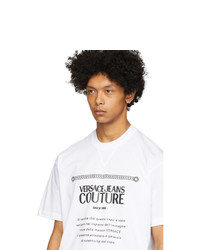 weißes und schwarzes bedrucktes T-Shirt mit einem Rundhalsausschnitt von VERSACE JEANS COUTURE