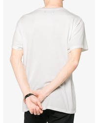 weißes und schwarzes bedrucktes T-Shirt mit einem Rundhalsausschnitt von Amiri