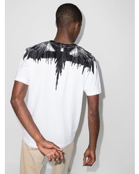 weißes und schwarzes bedrucktes T-Shirt mit einem Rundhalsausschnitt von Marcelo Burlon County of Milan