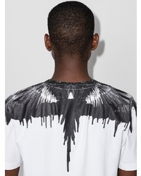 weißes und schwarzes bedrucktes T-Shirt mit einem Rundhalsausschnitt von Marcelo Burlon County of Milan