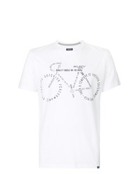weißes und schwarzes bedrucktes T-Shirt mit einem Rundhalsausschnitt von Woolrich