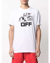 weißes und schwarzes bedrucktes T-Shirt mit einem Rundhalsausschnitt von Off-White