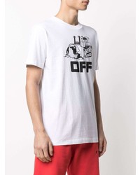 weißes und schwarzes bedrucktes T-Shirt mit einem Rundhalsausschnitt von Off-White