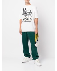 weißes und schwarzes bedrucktes T-Shirt mit einem Rundhalsausschnitt von Rhude