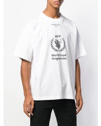 weißes und schwarzes bedrucktes T-Shirt mit einem Rundhalsausschnitt von Balenciaga