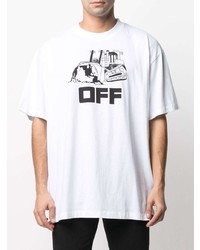 weißes und schwarzes bedrucktes T-Shirt mit einem Rundhalsausschnitt von Off-White