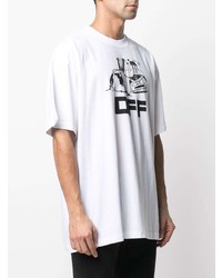 weißes und schwarzes bedrucktes T-Shirt mit einem Rundhalsausschnitt von Off-White