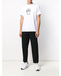 weißes und schwarzes bedrucktes T-Shirt mit einem Rundhalsausschnitt von A.P.C.