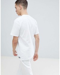weißes und schwarzes bedrucktes T-Shirt mit einem Rundhalsausschnitt von HUF