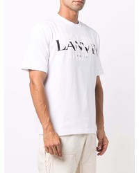 weißes und schwarzes bedrucktes T-Shirt mit einem Rundhalsausschnitt von Lanvin