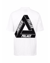 weißes und schwarzes bedrucktes T-Shirt mit einem Rundhalsausschnitt von Palace