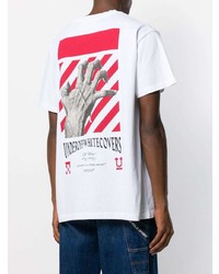 weißes und schwarzes bedrucktes T-Shirt mit einem Rundhalsausschnitt von Off-White