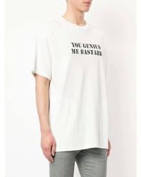 weißes und schwarzes bedrucktes T-Shirt mit einem Rundhalsausschnitt von Hysteric Glamour