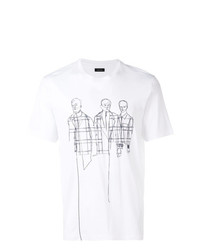 weißes und schwarzes bedrucktes T-Shirt mit einem Rundhalsausschnitt von Z Zegna