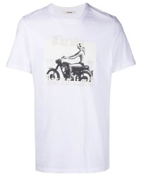 weißes und schwarzes bedrucktes T-Shirt mit einem Rundhalsausschnitt von Zadig & Voltaire
