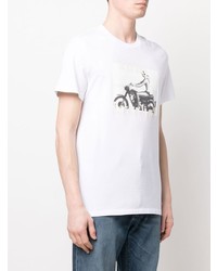 weißes und schwarzes bedrucktes T-Shirt mit einem Rundhalsausschnitt von Zadig & Voltaire