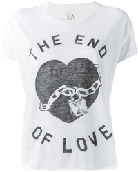 weißes und schwarzes bedrucktes T-Shirt mit einem Rundhalsausschnitt von Zoe Karssen