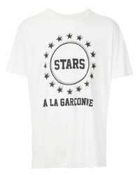 weißes und schwarzes bedrucktes T-Shirt mit einem Rundhalsausschnitt von À La Garçonne