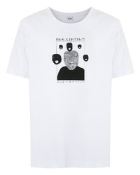 weißes und schwarzes bedrucktes T-Shirt mit einem Rundhalsausschnitt von Àlg