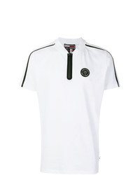 weißes und schwarzes bedrucktes T-Shirt mit einem V-Ausschnitt