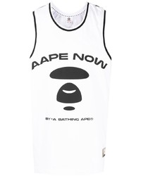 weißes und schwarzes bedrucktes Trägershirt von AAPE BY A BATHING APE