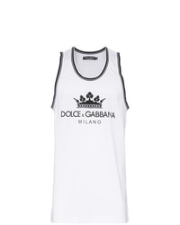 weißes und schwarzes bedrucktes Trägershirt von Dolce & Gabbana