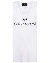weißes und schwarzes bedrucktes Trägershirt von John Richmond