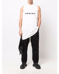 weißes und schwarzes bedrucktes Trägershirt von Rick Owens DRKSHDW