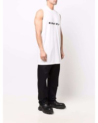 weißes und schwarzes bedrucktes Trägershirt von Rick Owens DRKSHDW